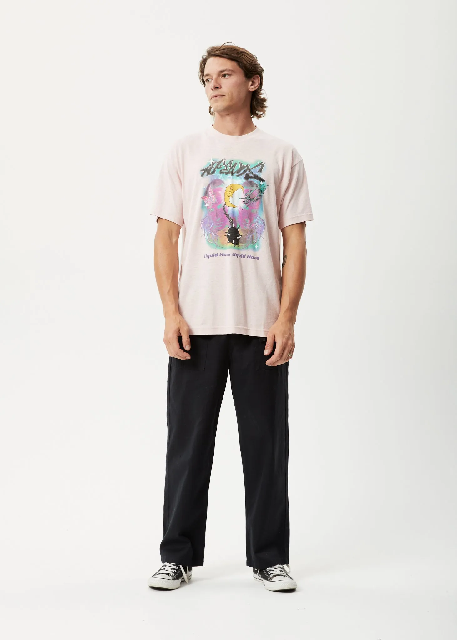 AFENDS Mens Liquid Haze - Boxy T-Shirt - Lotus