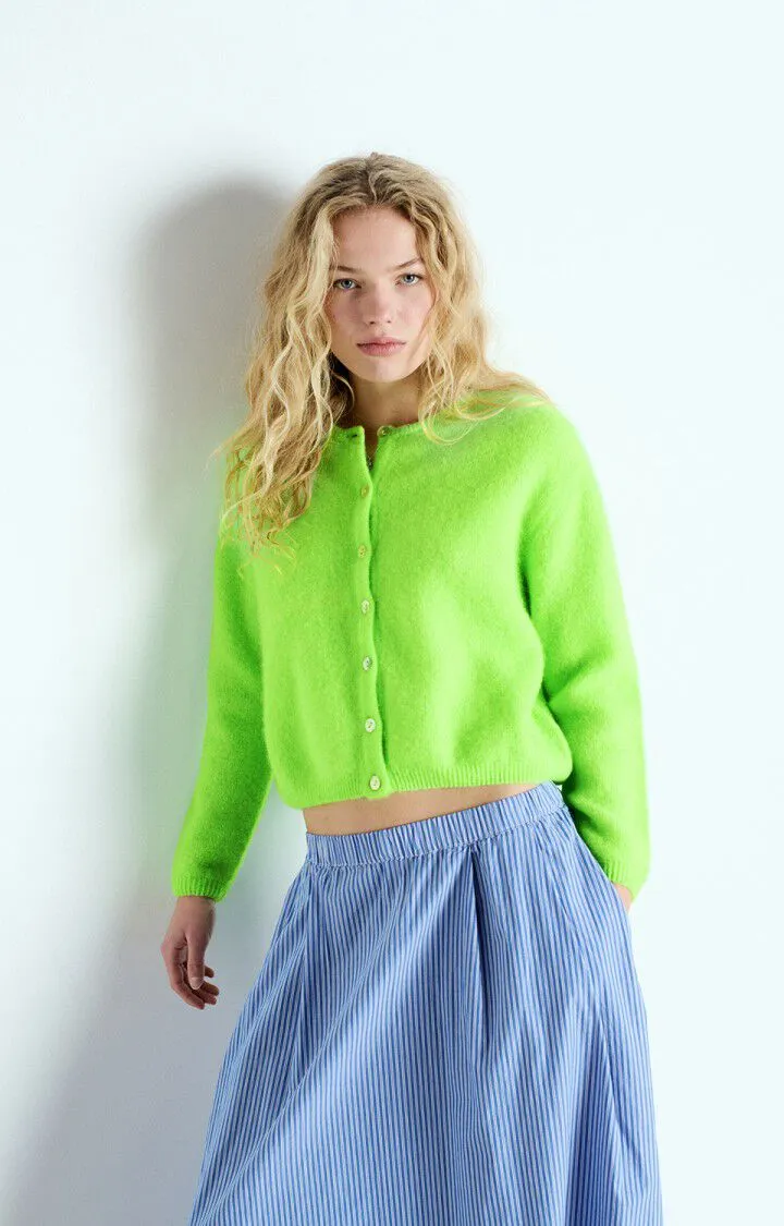 American Vintage – Vitow Button Front Cardigan in Fluorescent Apple