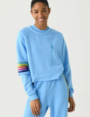 AVN Bolt Rugby Stitch Crop Crew Sweatshirt Sky