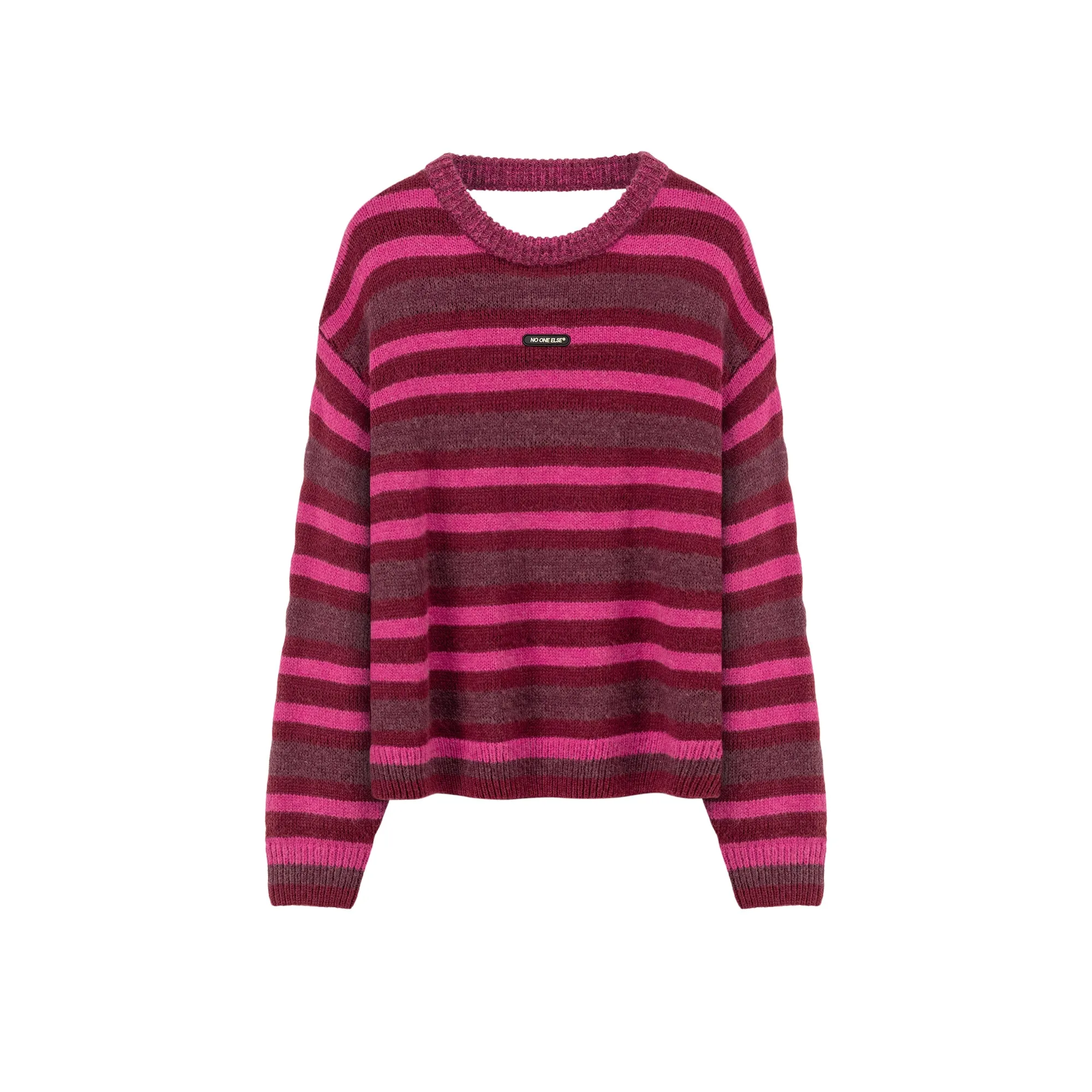 Back Slit Striped Knit Sweater