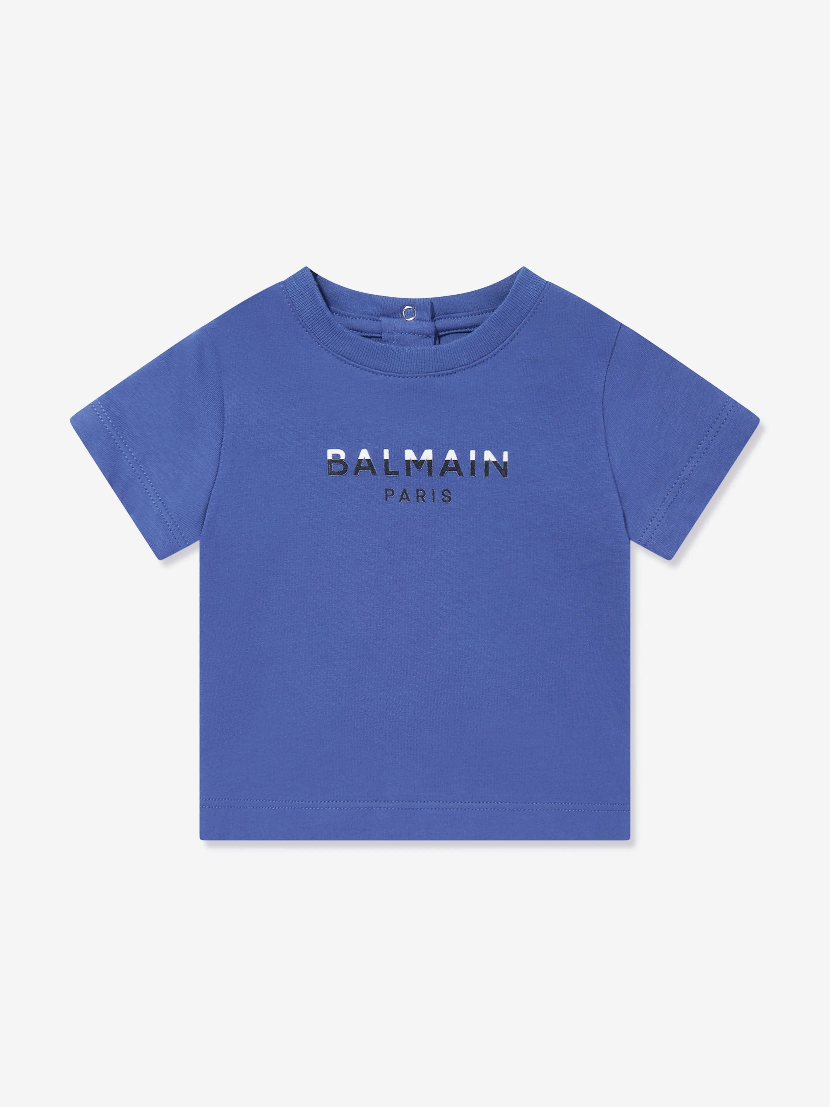 Balmain Baby Boys Paris Logo T-Shirt in Blue