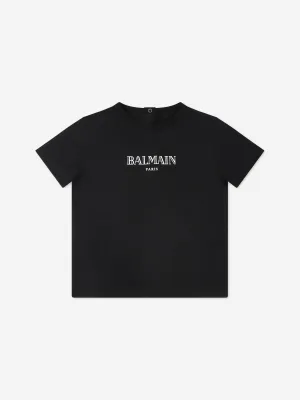 Balmain Baby Paris Logo T-Shirt in Black