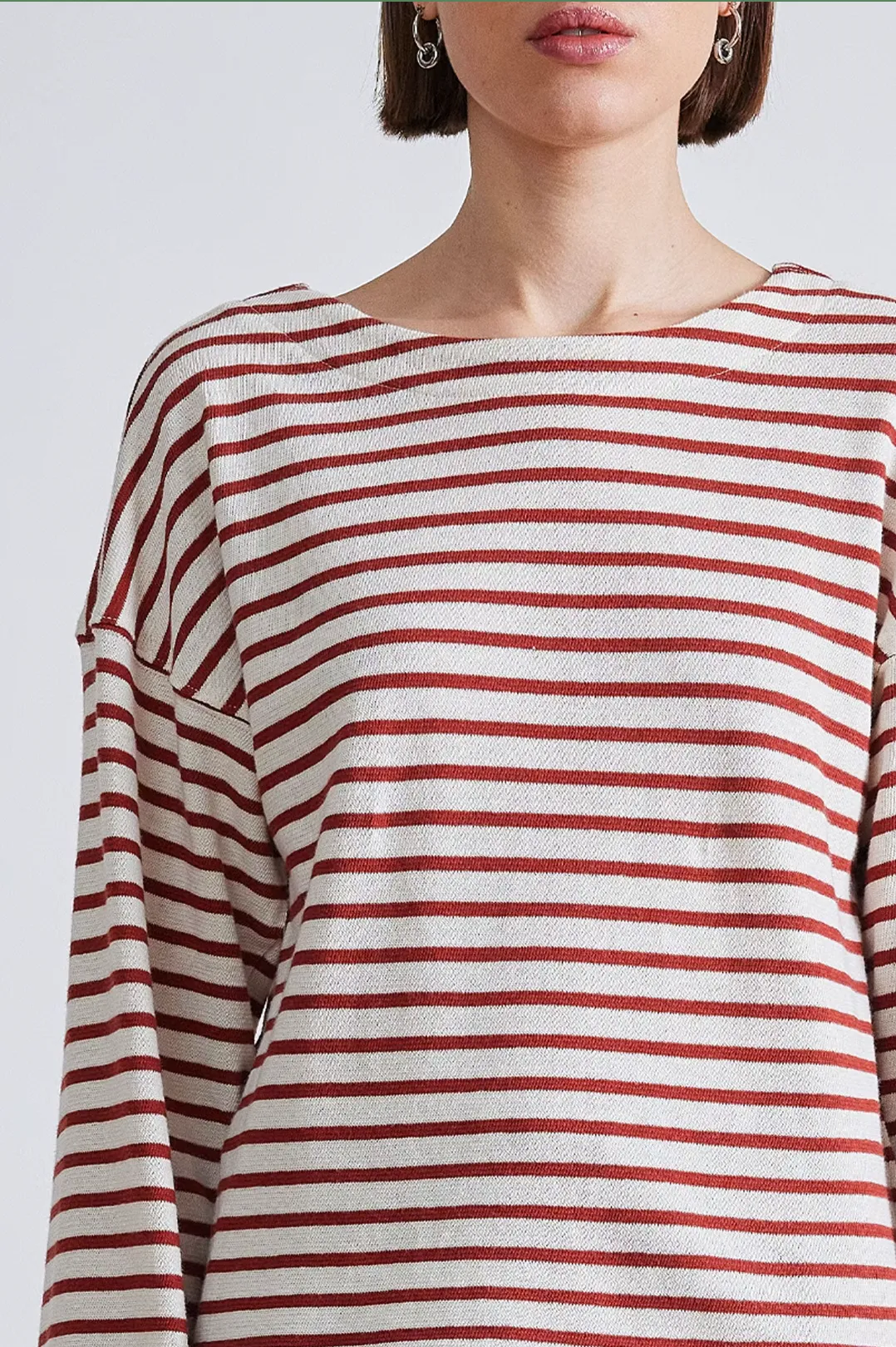 Barca Long Sleeve Shirt, Henna & Cream Stripe