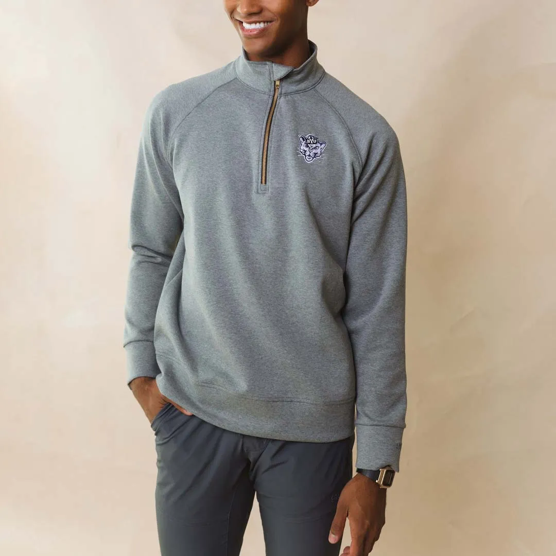 BYU Men's Oxford Zip-Up, Heather Grey