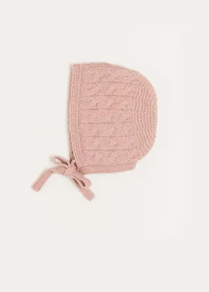 Cable Detail Knitted Bonnet in Pink (S-L)