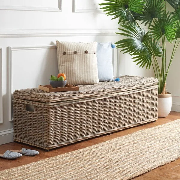 CAIUS WICKER BENCH WITH STORAGE