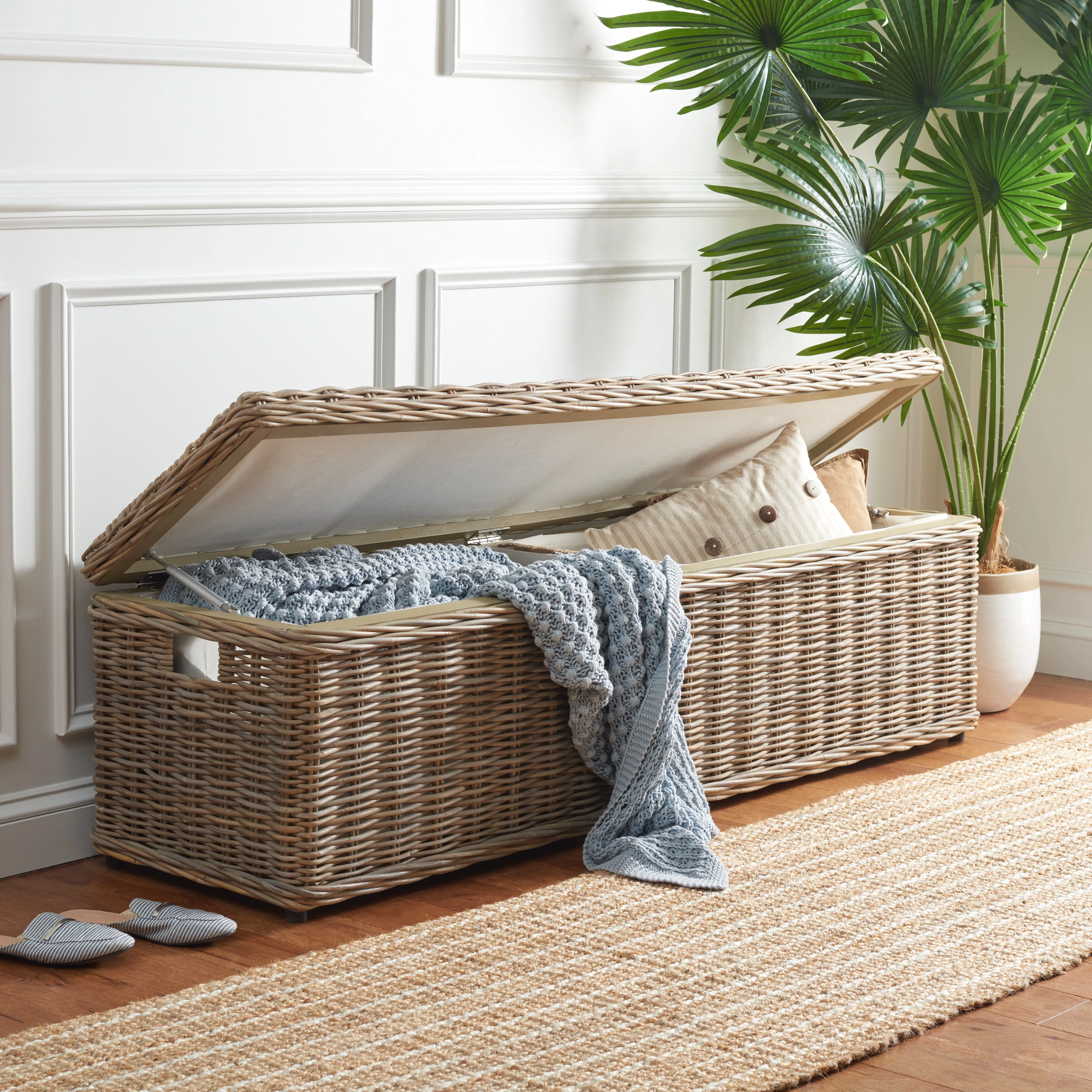 CAIUS WICKER BENCH WITH STORAGE