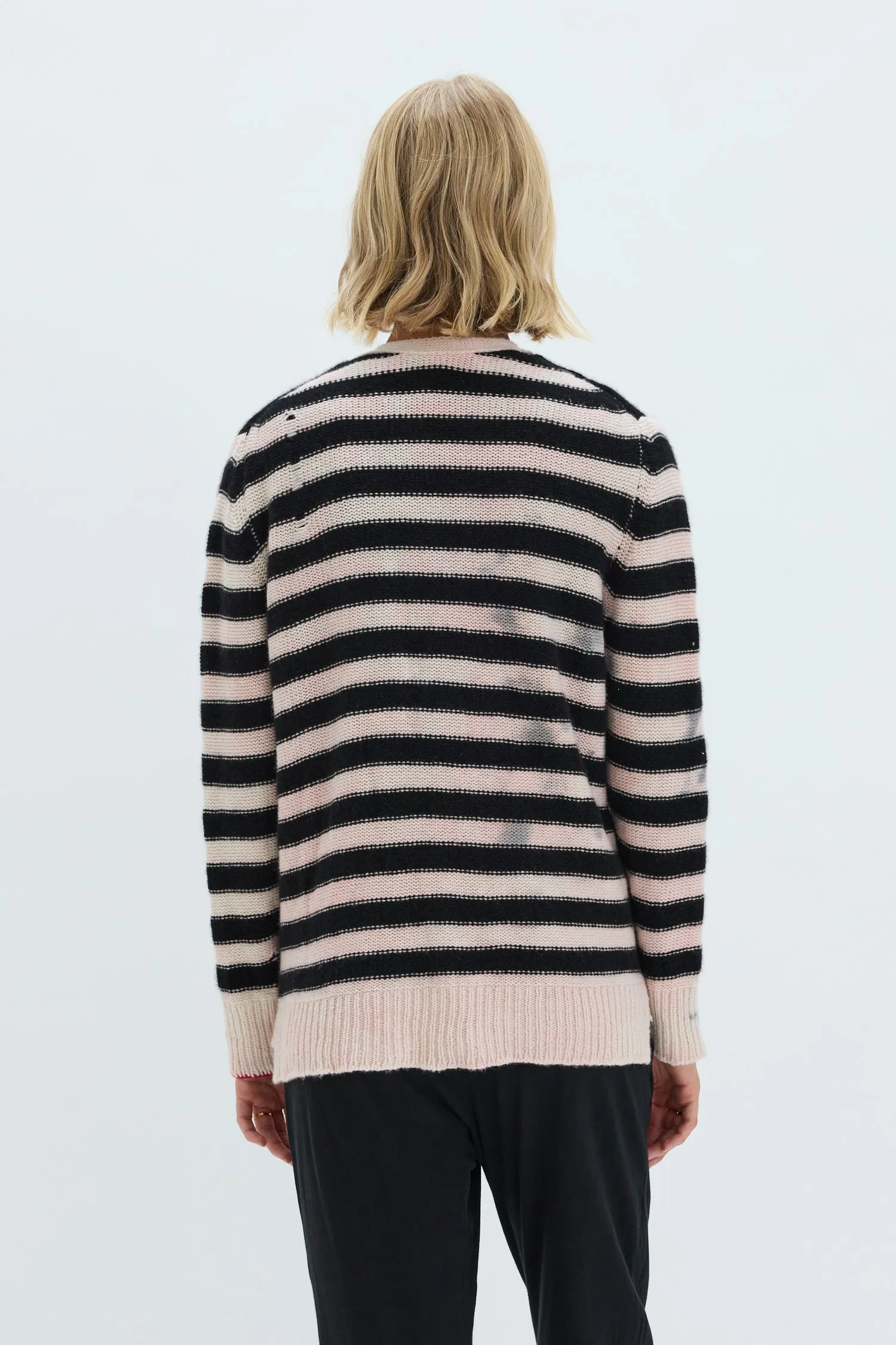 Cashmere Stripe Pink Evans Cardigan