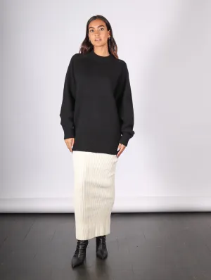 Cashmere Sweater Crewneck Oversized Pullover in Black by Tibi