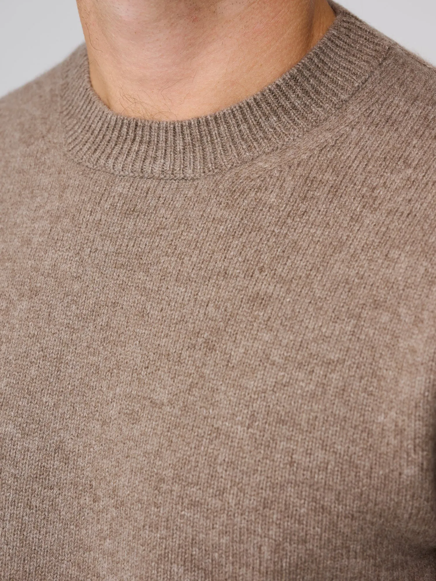 Cashmere/Lambswool Crew,  Light Brown