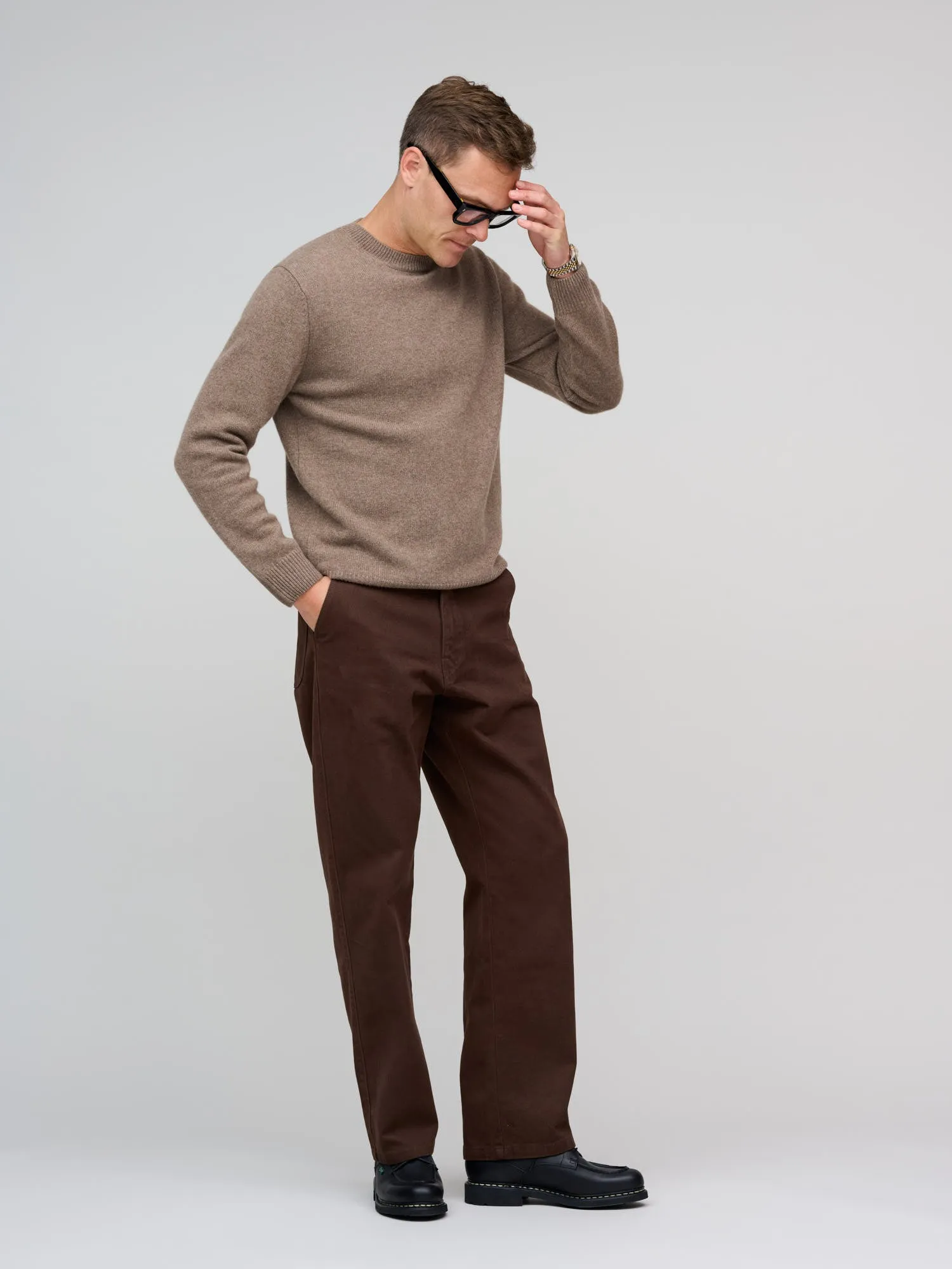 Cashmere/Lambswool Crew,  Light Brown