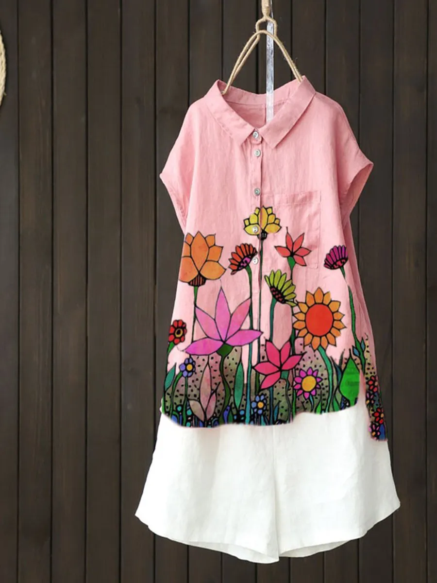 Casual Floral Romantic Shirts & Tops