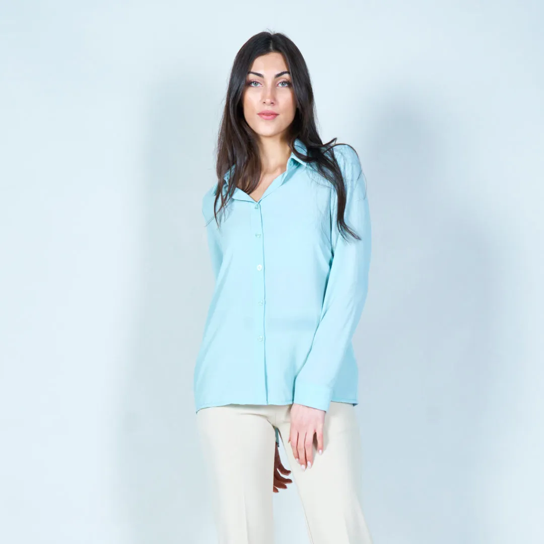 Classic button-up chiffon blouse wholesale