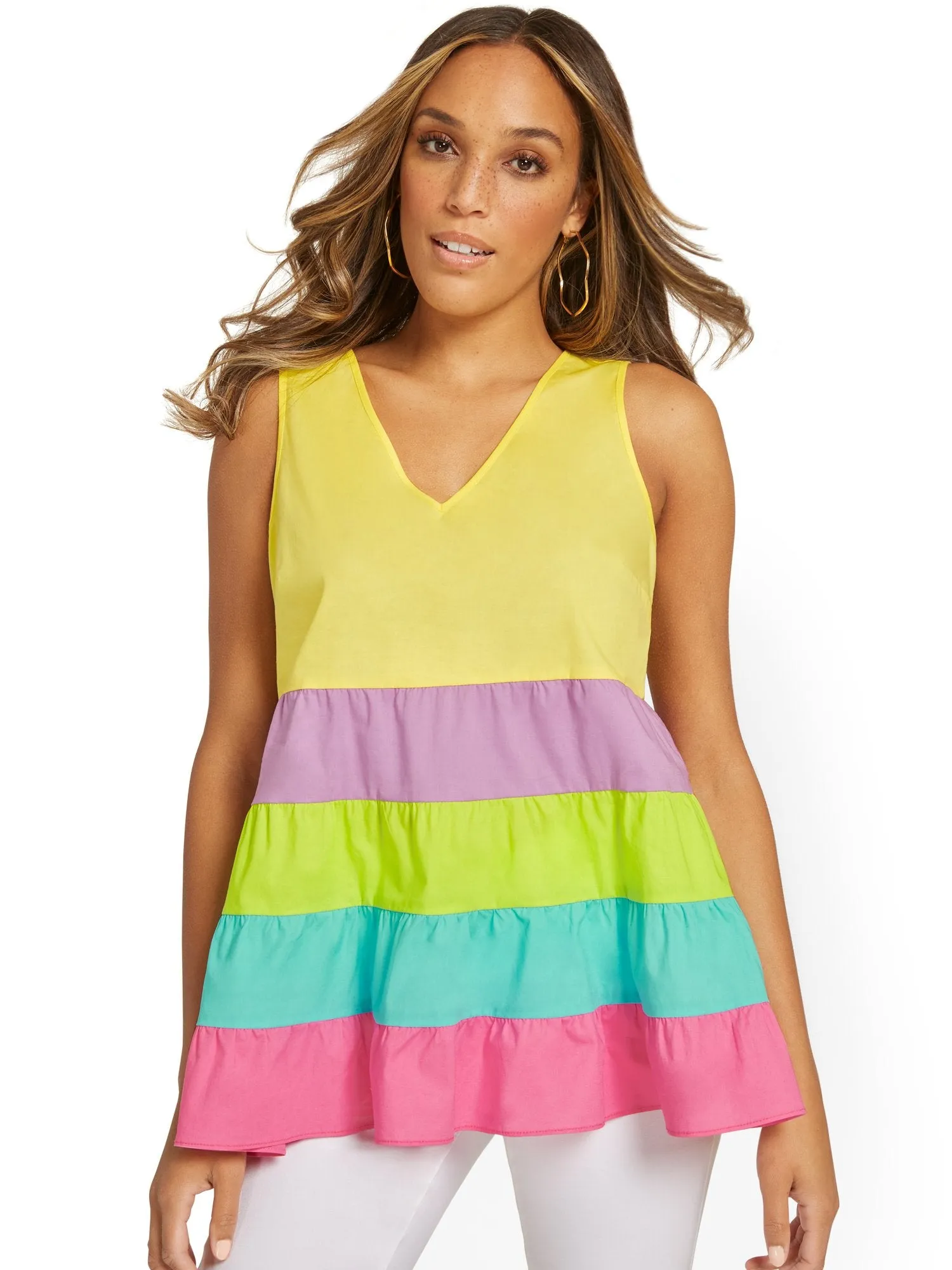 Colorblock Babydoll Top