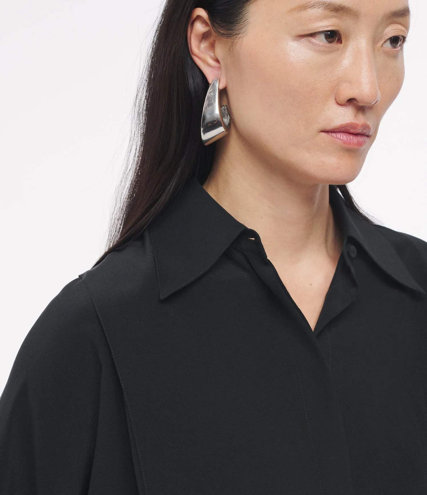 Convertible Pleated Wrap Shirt