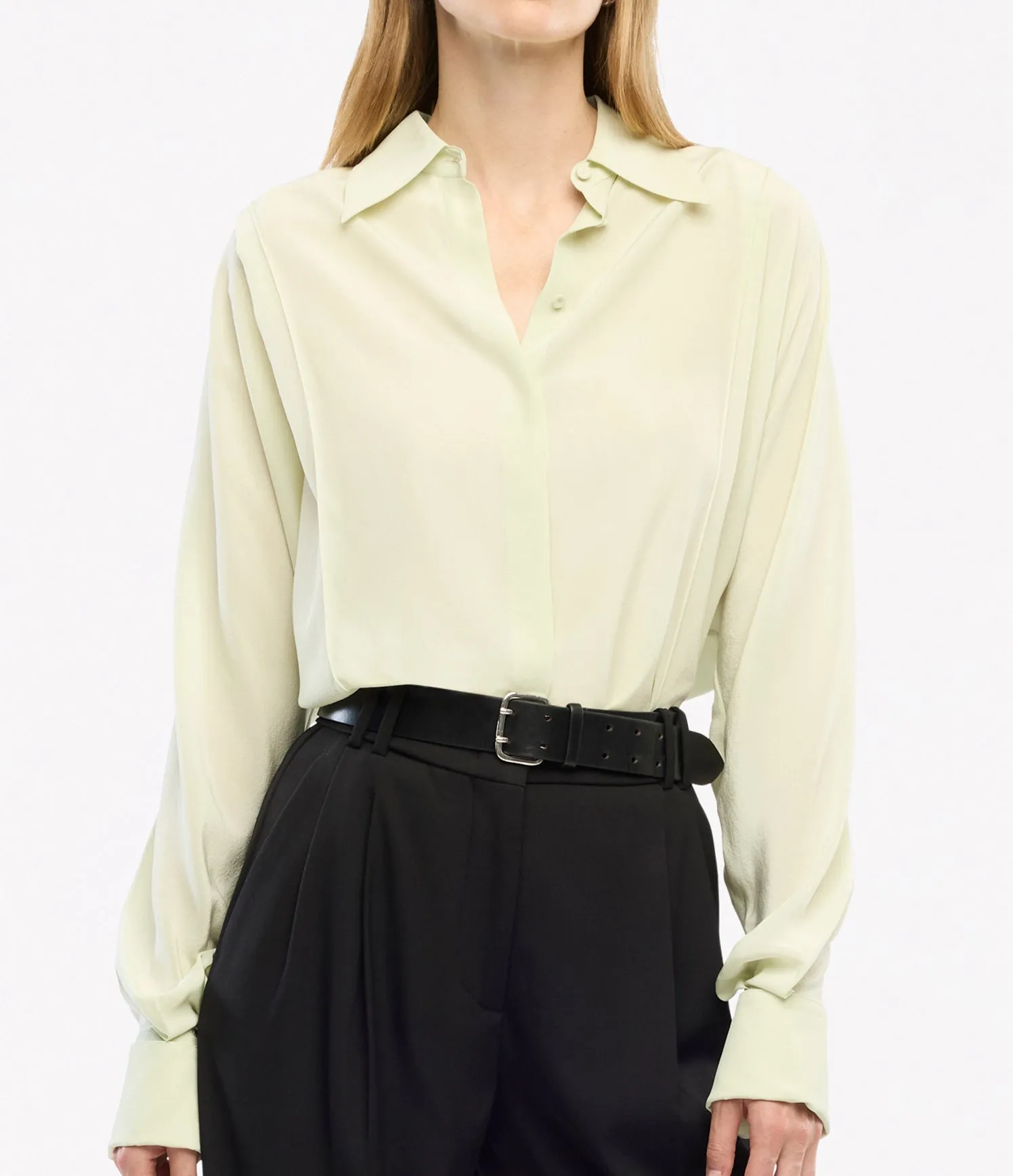 Convertible Pleated Wrap Shirt