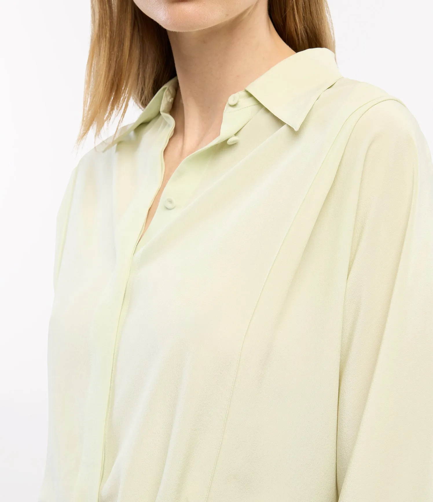 Convertible Pleated Wrap Shirt