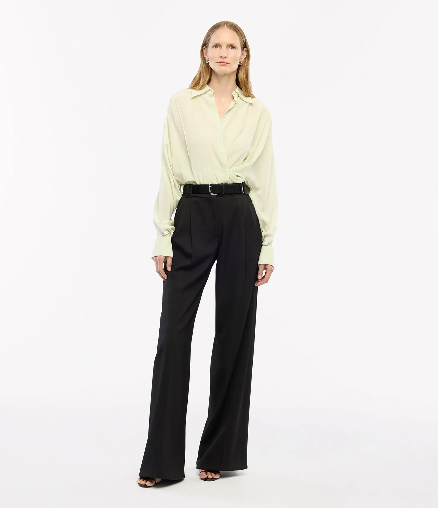 Convertible Pleated Wrap Shirt