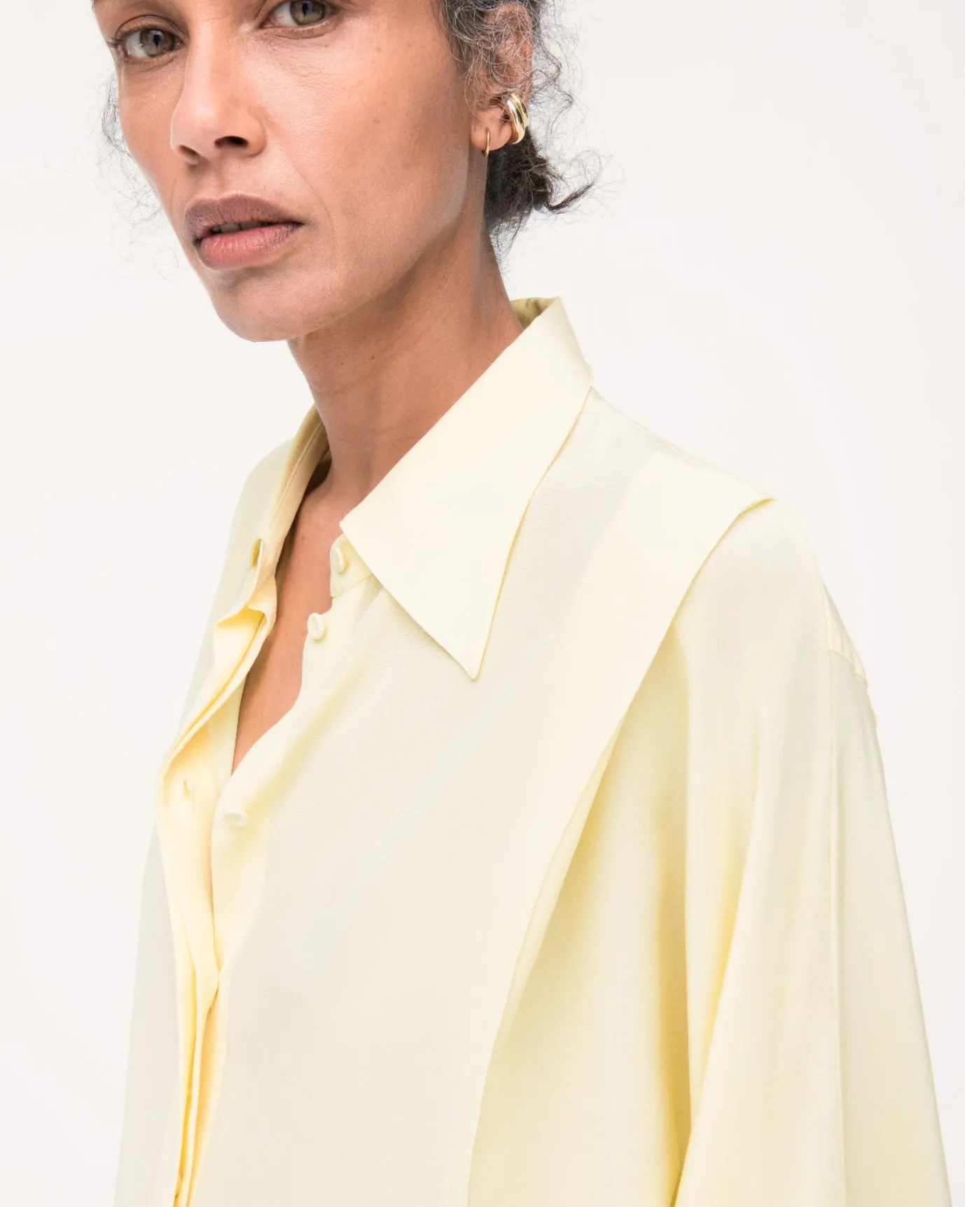 Convertible Pleated Wrap Shirt