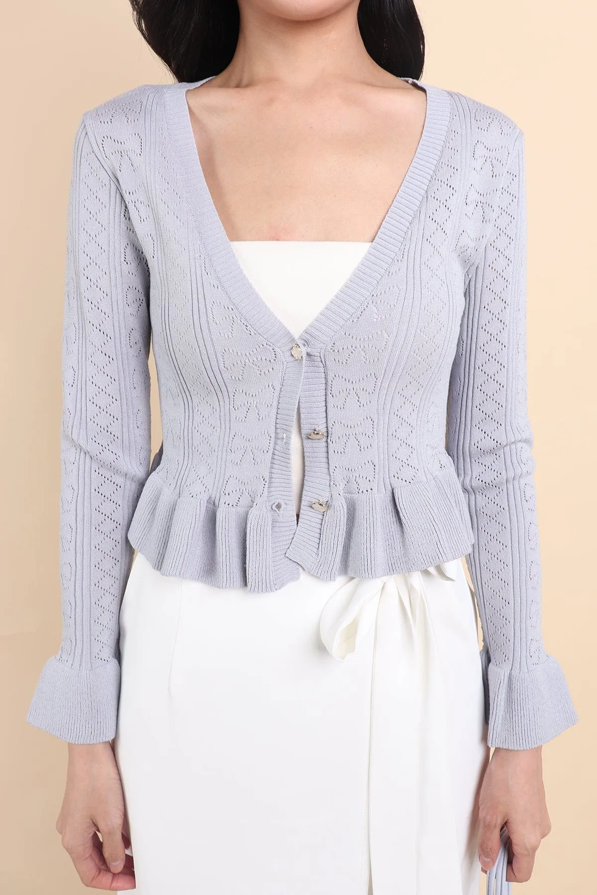 DANNI FLAIR CARDIGAN IN PERI BLUE