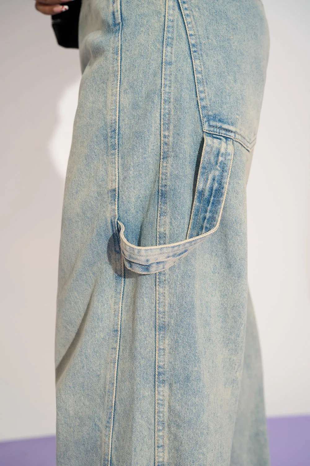 Dewy Blue Twisted Barrel Leg Jeans