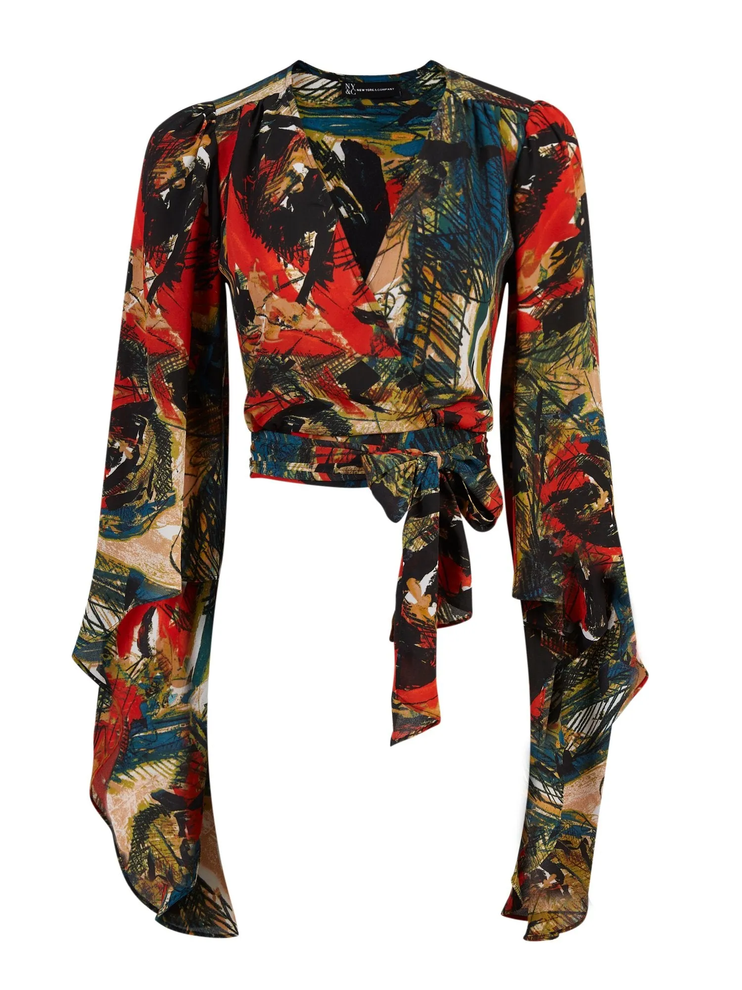 Drama-Sleeve Wrap Blouse - NYC Strong Collection