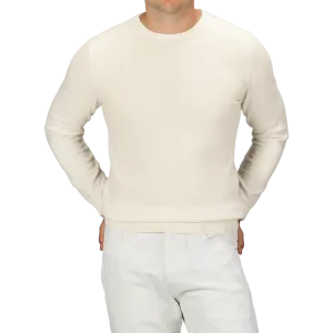 Ecru Wool Cashmere Crewneck