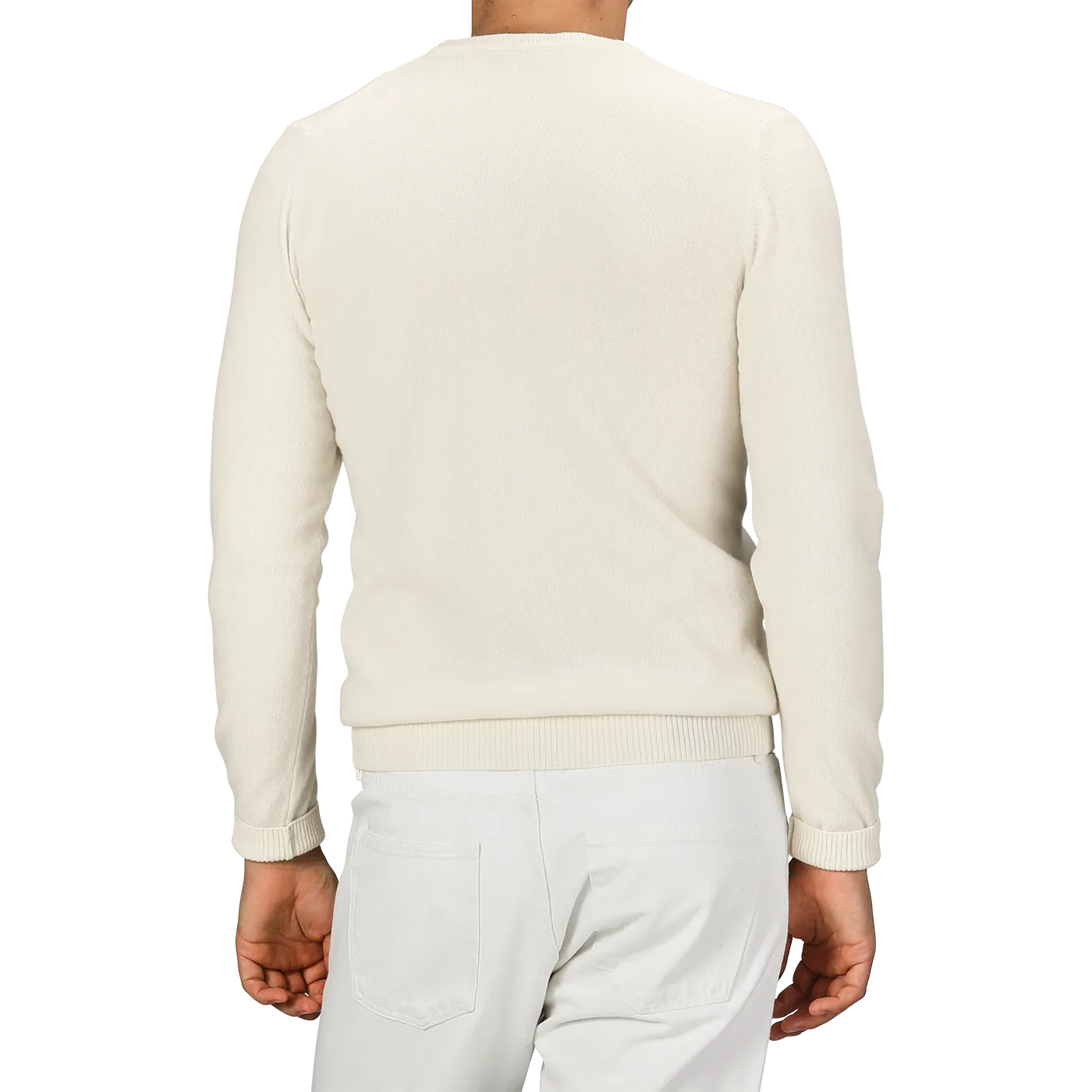 Ecru Wool Cashmere Crewneck