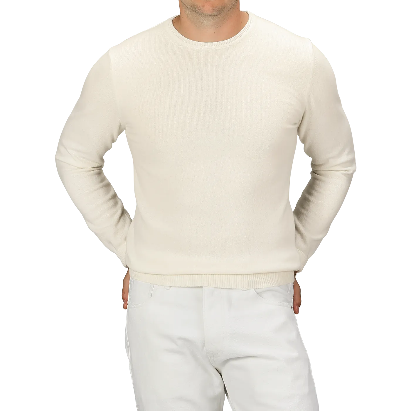 Ecru Wool Cashmere Crewneck