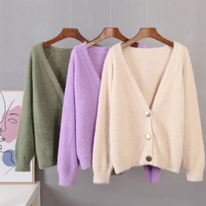 Elegant Soft Short Cardigan Flexible Knitted Outwear