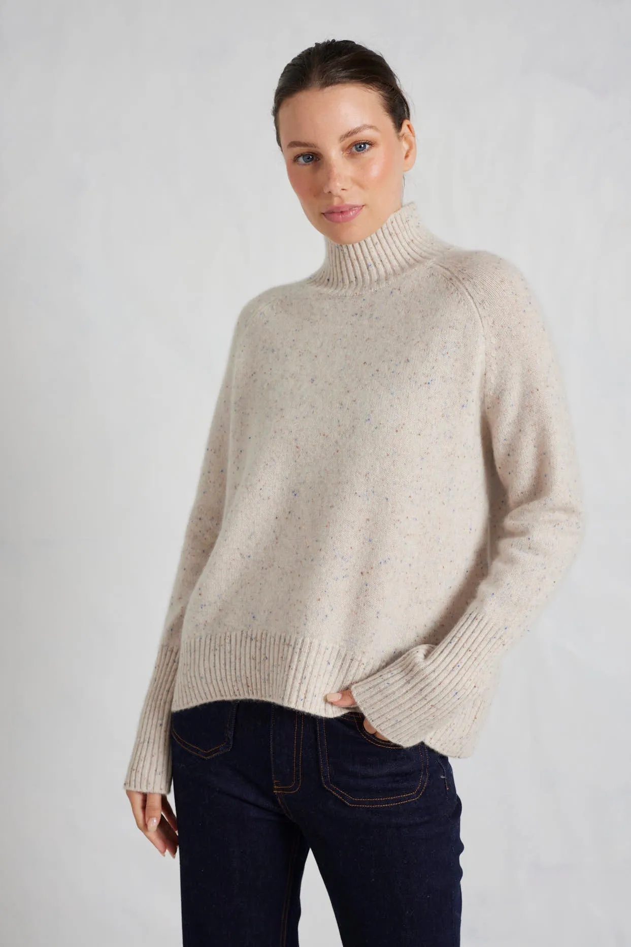 Fifi Polo Cashmere Sweater in Seashell