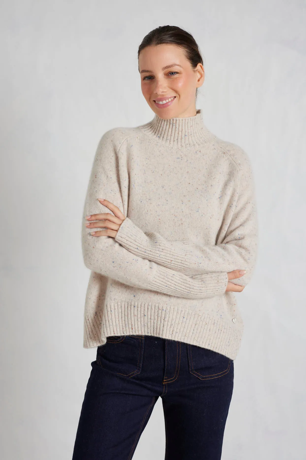 Fifi Polo Cashmere Sweater in Seashell