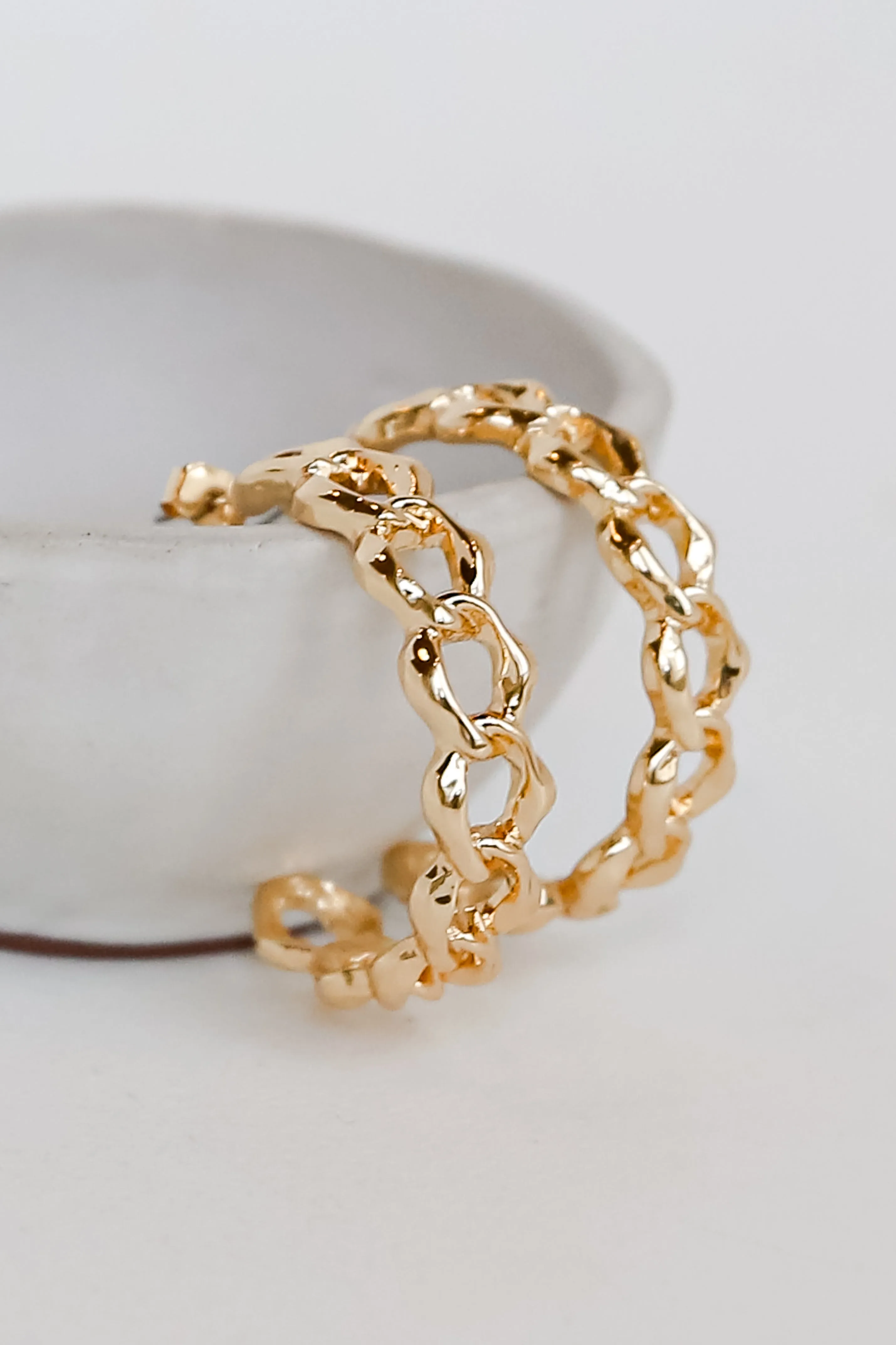 FINAL SALE - Monica Gold Chainlink Hoop Earrings