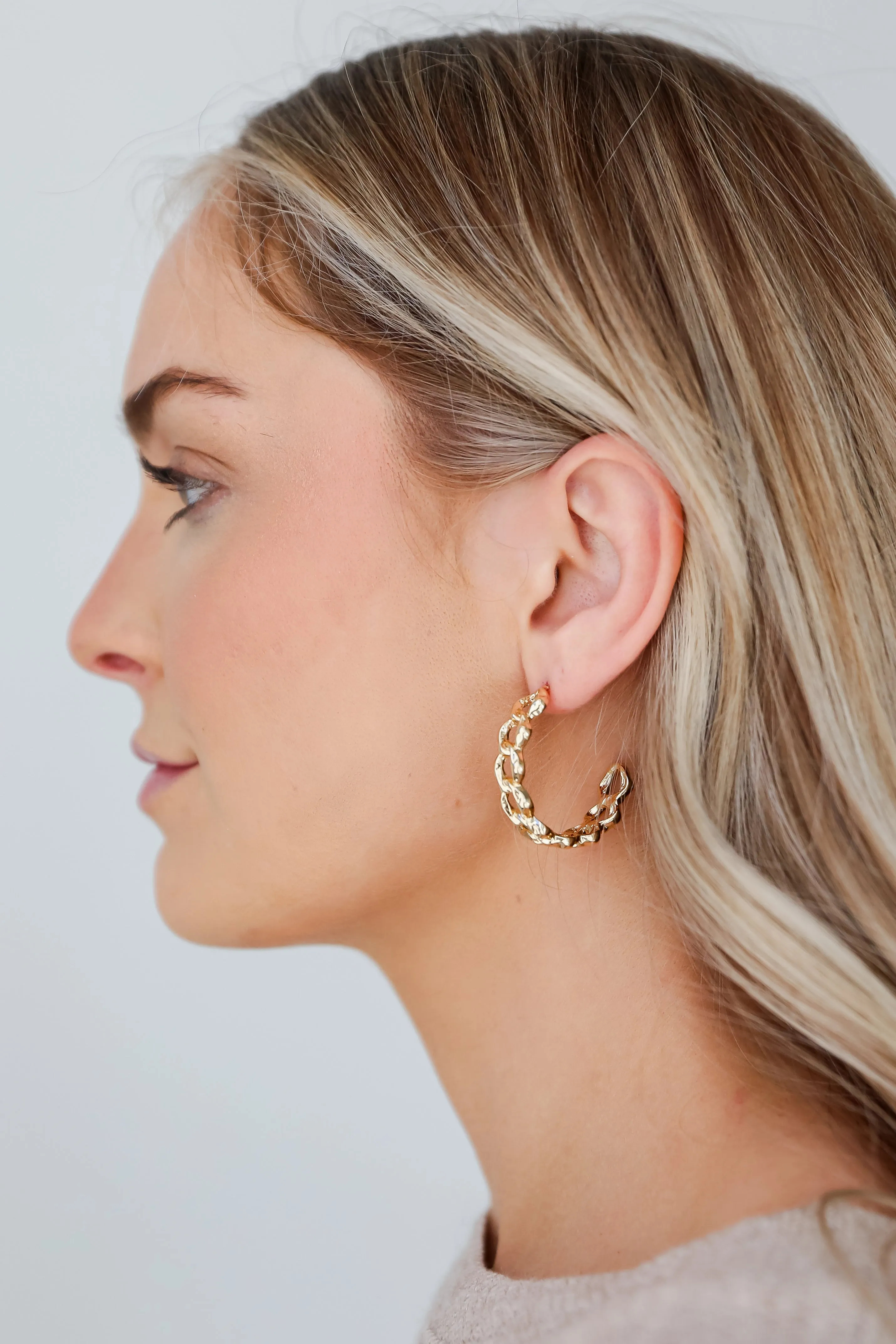 FINAL SALE - Monica Gold Chainlink Hoop Earrings