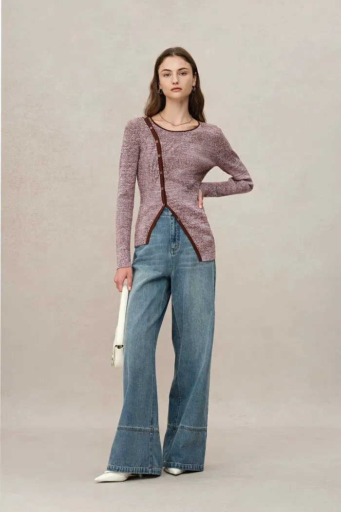 Fluttera Side-Slit Sweater in High-Stretch Knit