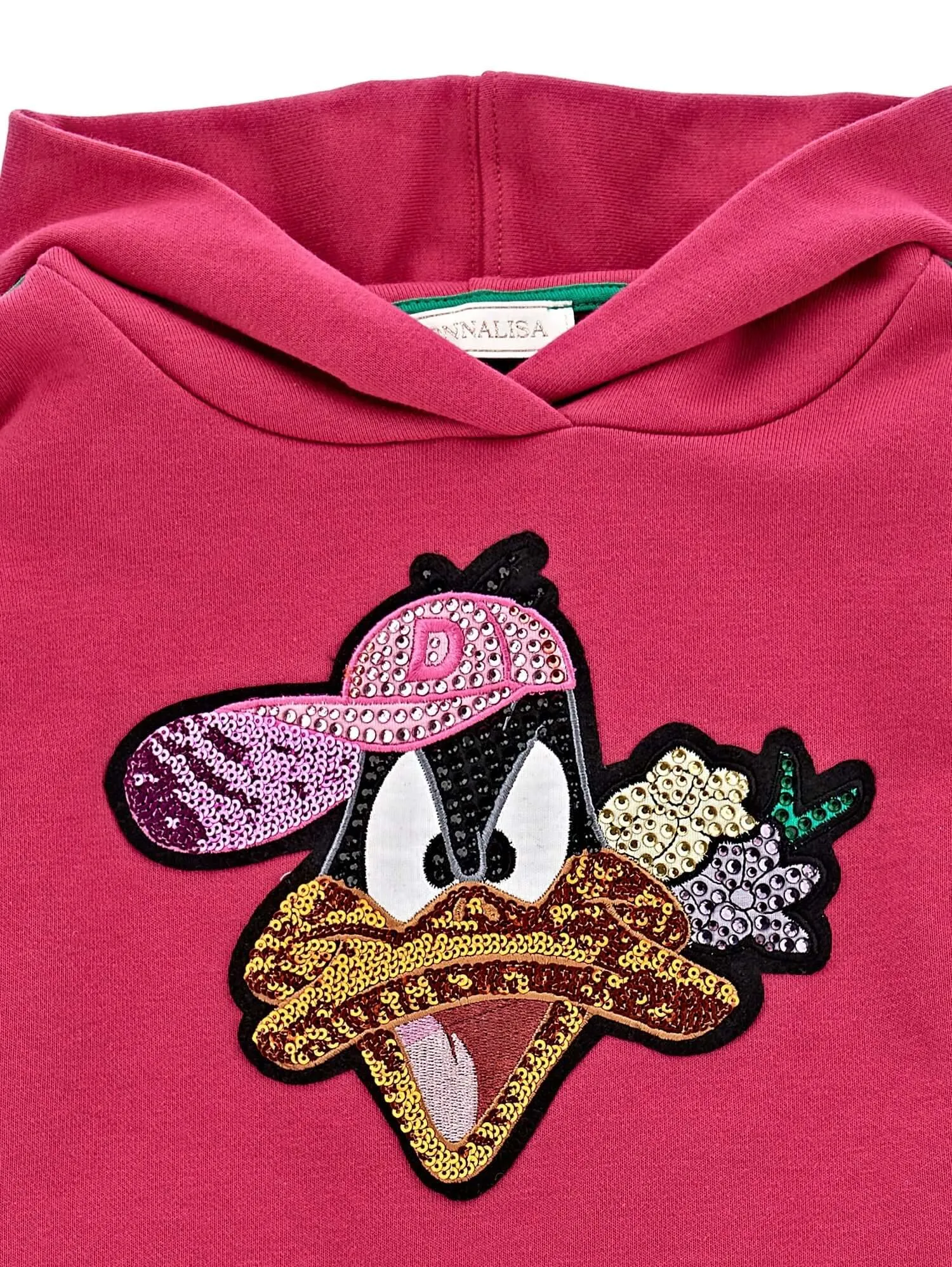 Girls Pink Daffy Rhinestone Hoodie