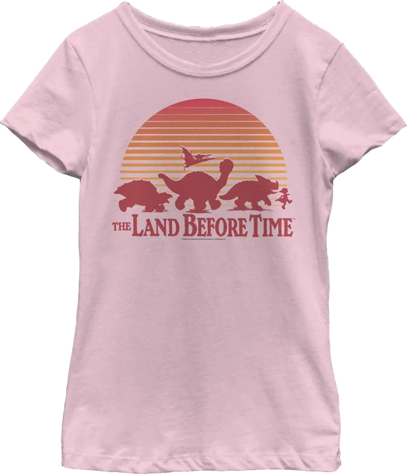 Girls Youth Vintage Sunset Silhouette Land Before Time Shirt