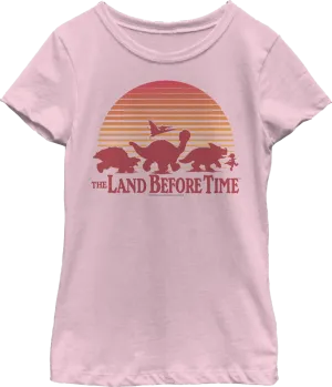 Girls Youth Vintage Sunset Silhouette Land Before Time Shirt