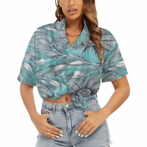 Green Elegant Floral Women's Hawaiian Shirt