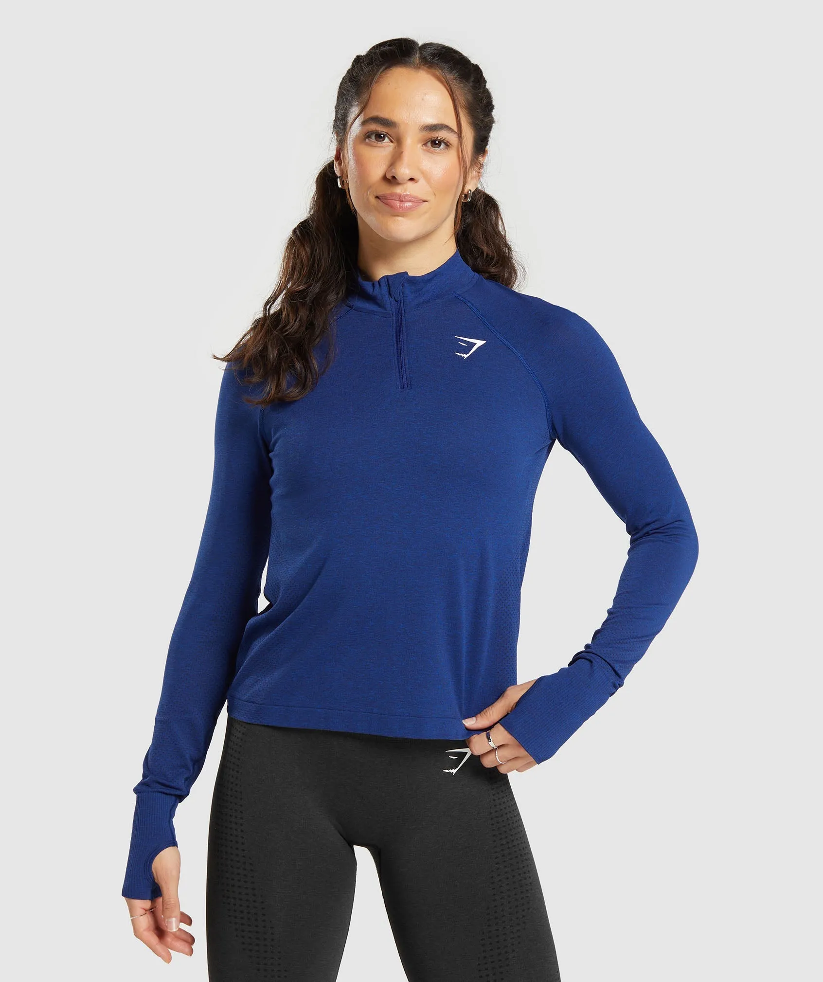 Gymshark Vital Seamless 2.0 1/4 Zip - Stellar Blue Marl