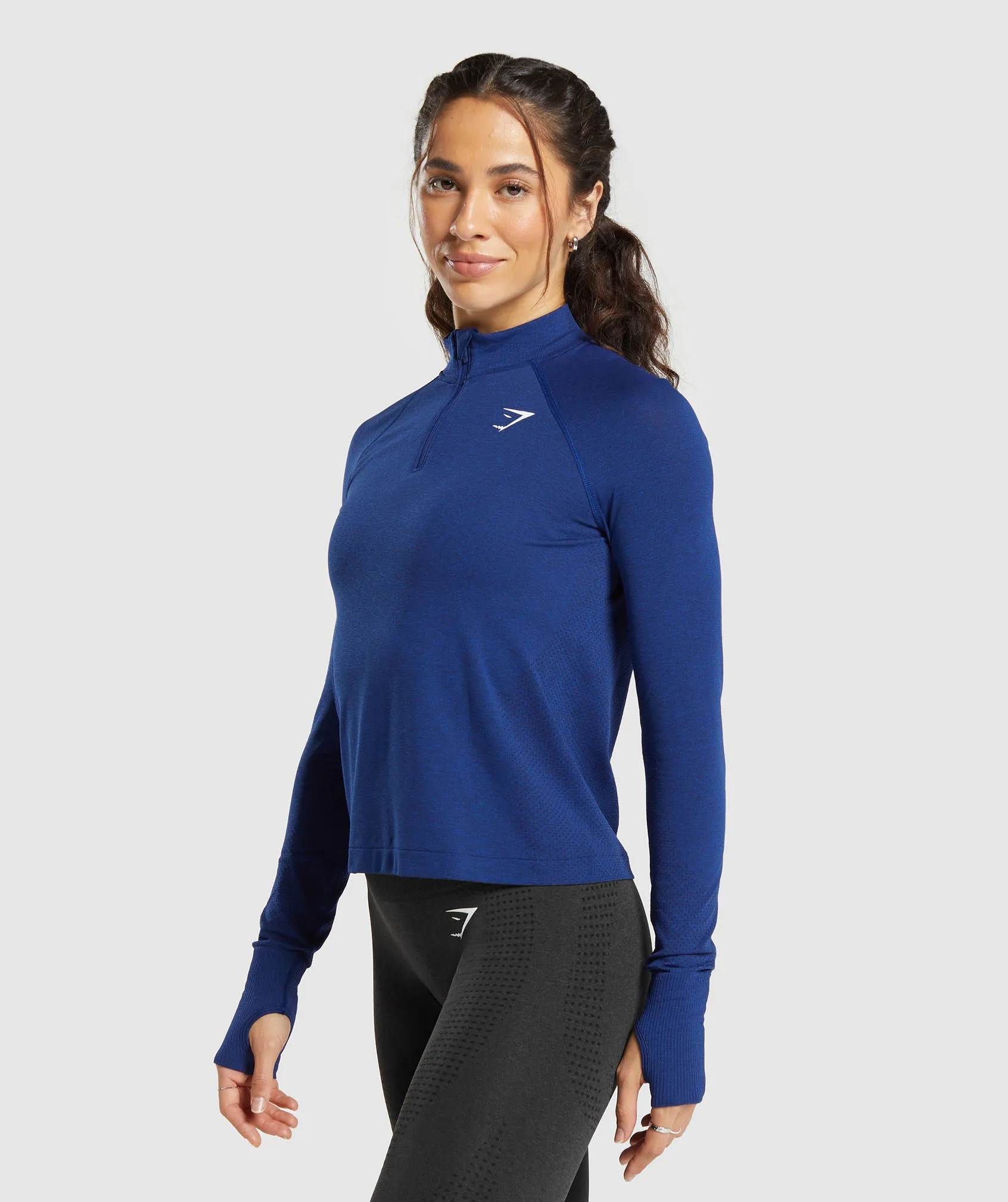 Gymshark Vital Seamless 2.0 1/4 Zip - Stellar Blue Marl