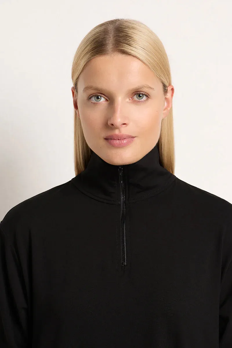 HALF ZIP SWEATER- BLACK