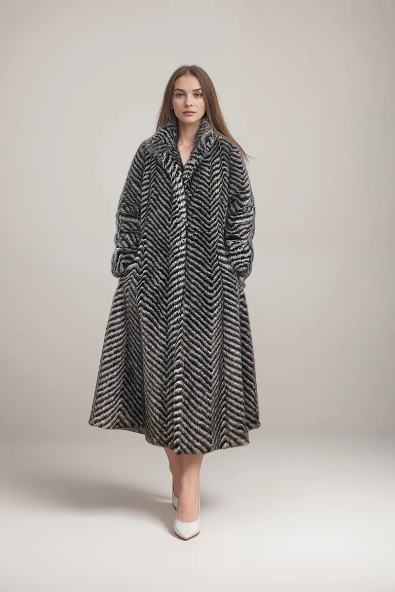 HCT1090 Plush Chevron Coat Outerwear