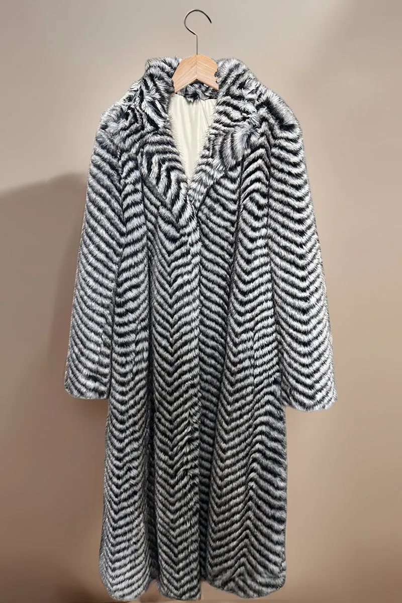 HCT1090 Plush Chevron Coat Outerwear