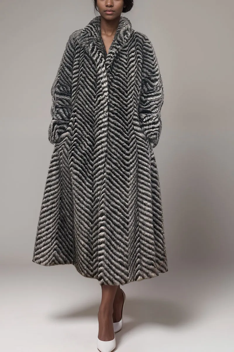 HCT1090 Plush Chevron Coat Outerwear