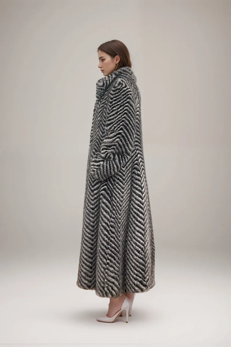 HCT1090 Plush Chevron Coat Outerwear