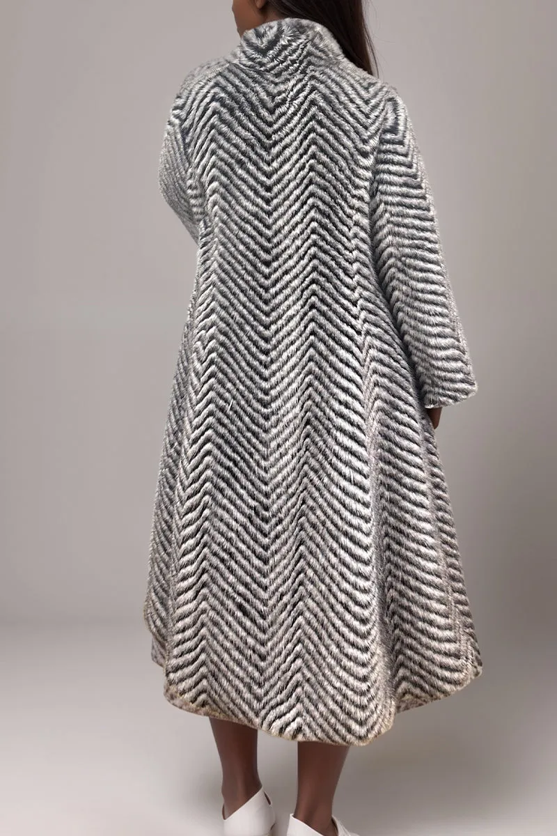 HCT1090 Plush Chevron Coat Outerwear