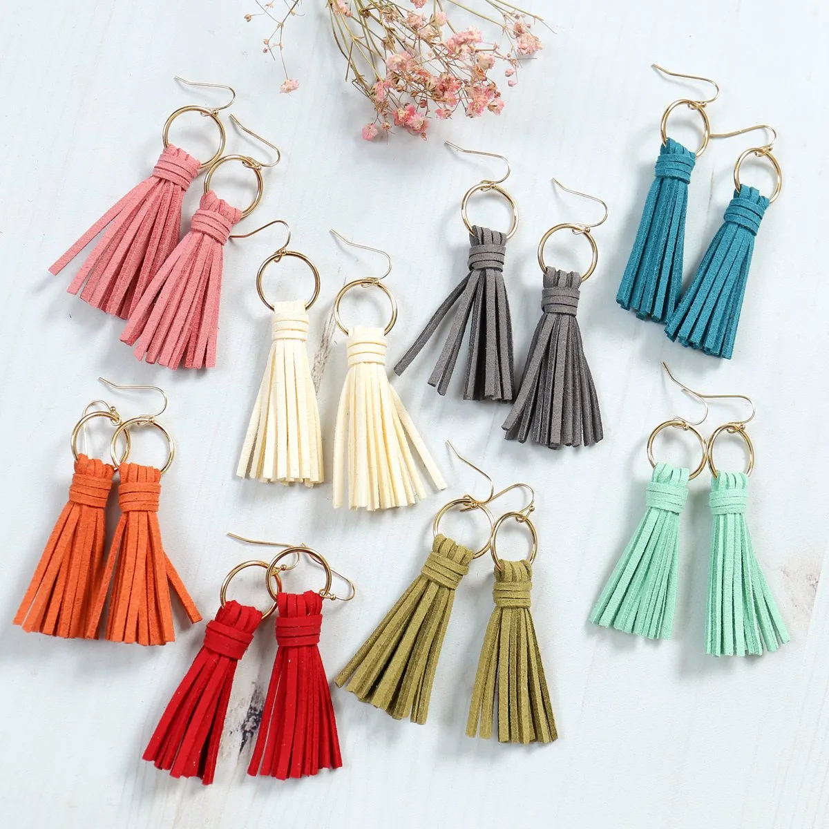 Hde2999 - Leather Tassel Earrings