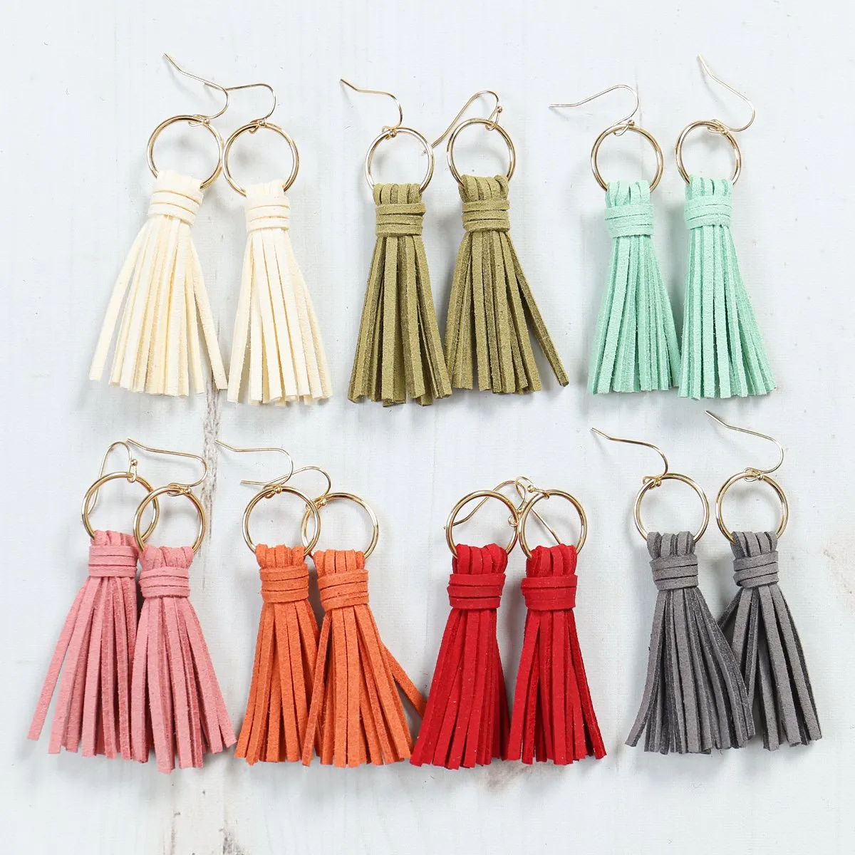 Hde2999 - Leather Tassel Earrings