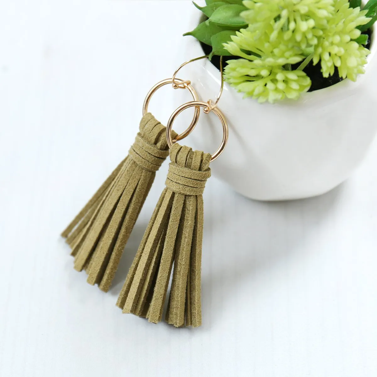 Hde2999 - Leather Tassel Earrings